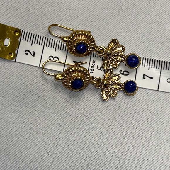 Gold-plated & blue stone dangle earrings, "Tuscan Sky" by National Geographic - Picture 11 of 12